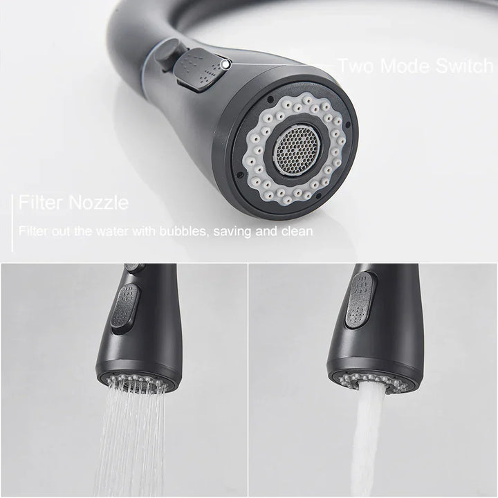 BlackStreamFlow | Sleek Pull-Out Kitchen Faucet