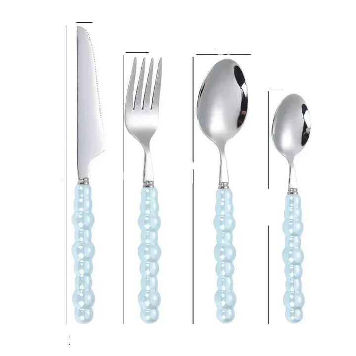 ElegantPearl | Luxe Cutlery Set with Silver Stainless Steel and Pearls