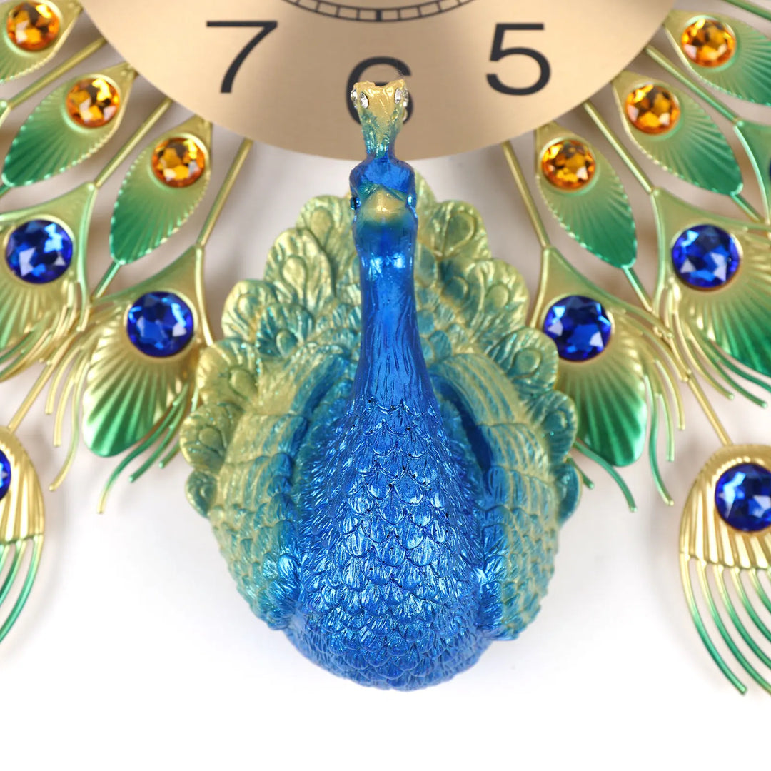 RoyalFeather | Large Peacock Metal Wall Clock