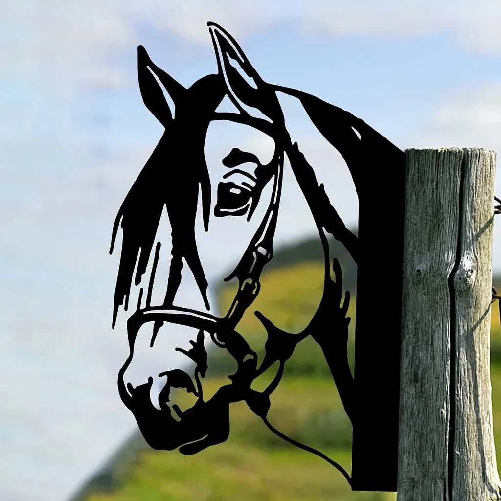 EquiElegance | Luxe Iron Horse Silhouette for Garden and Fence Decoration