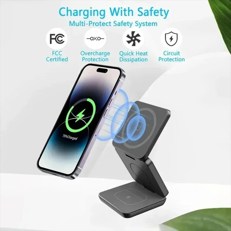 CLEVLO | 3-in-1 Foldable Magnetic Wireless Charging Station