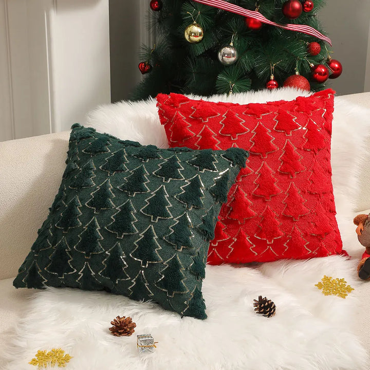 Christmas Kiss - Embroidered Cushion Cover for Living Room