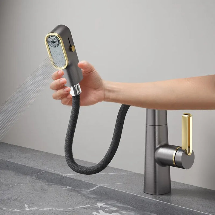 Streamline Elegance - Sustainable Brass Faucet for Kitchen and Bathroom - Premium Mixer Tap with Modern Functionality