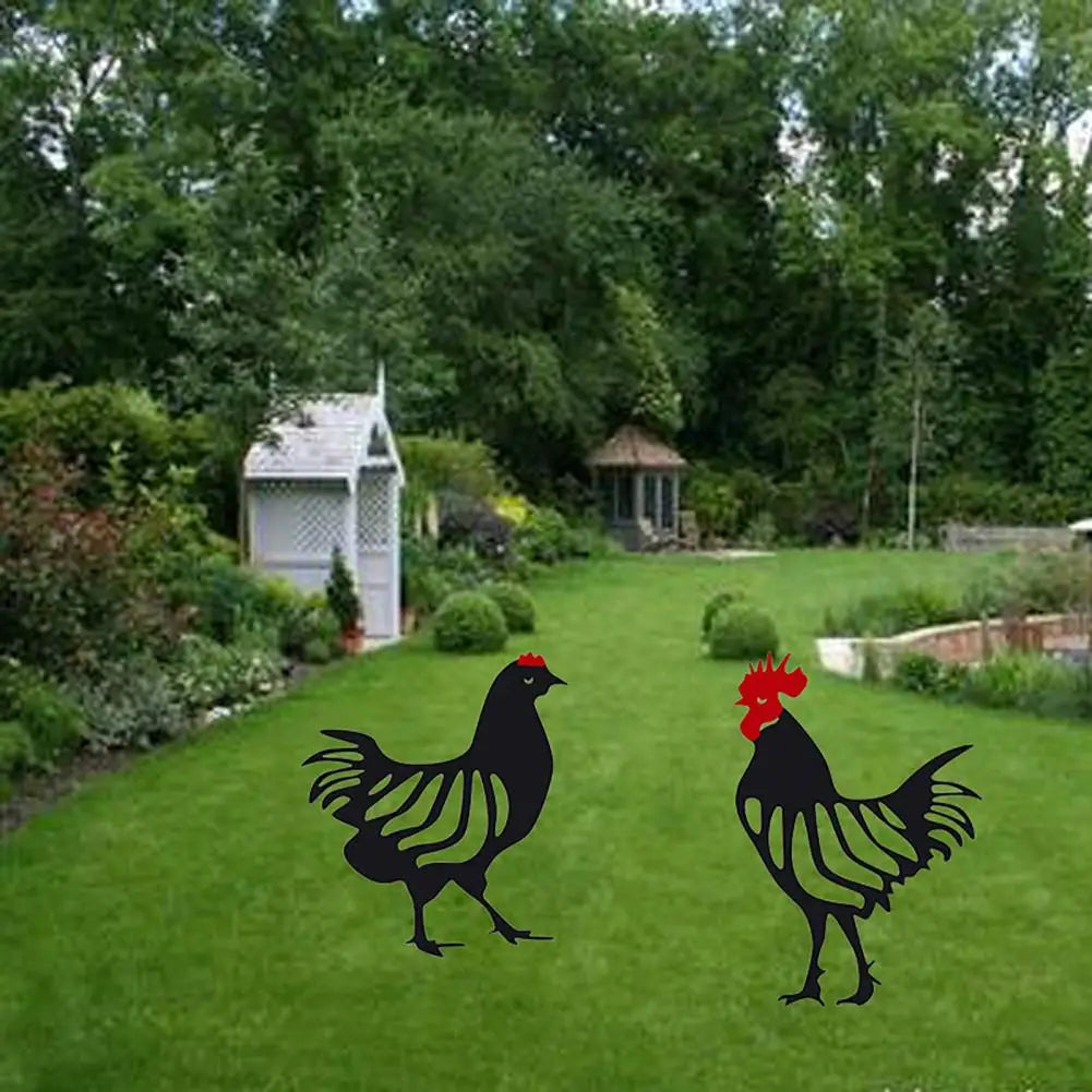 FarmyardFriends | Wrought Iron Hollow Chicken Figurine