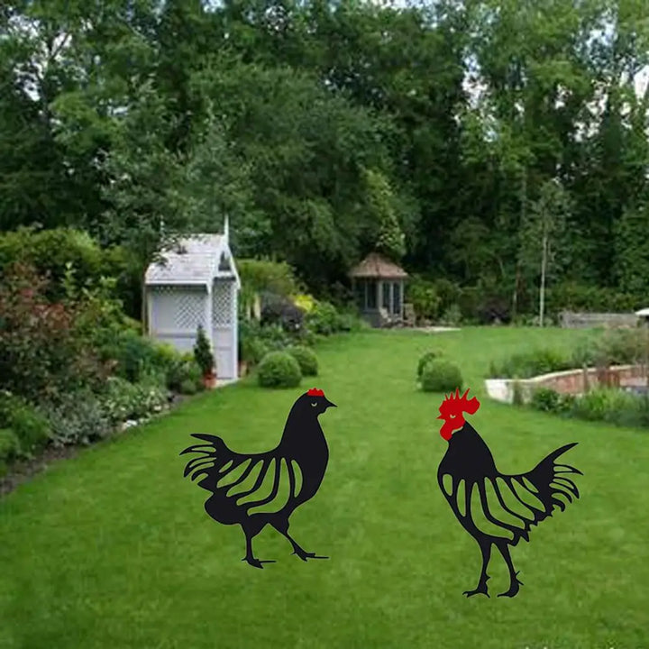 FarmyardFriends | Wrought Iron Hollow Chicken Figurine