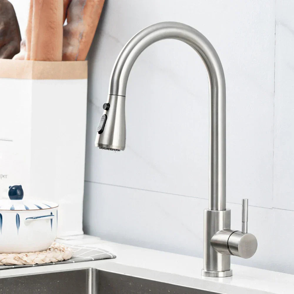 BlackStreamFlow | Sleek Pull-Out Kitchen Faucet