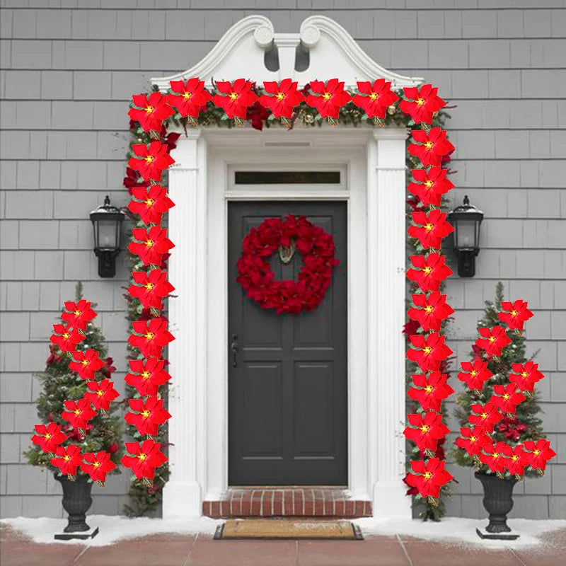 PoinsettiaGlow | Poinsettia Flower Garland Lights