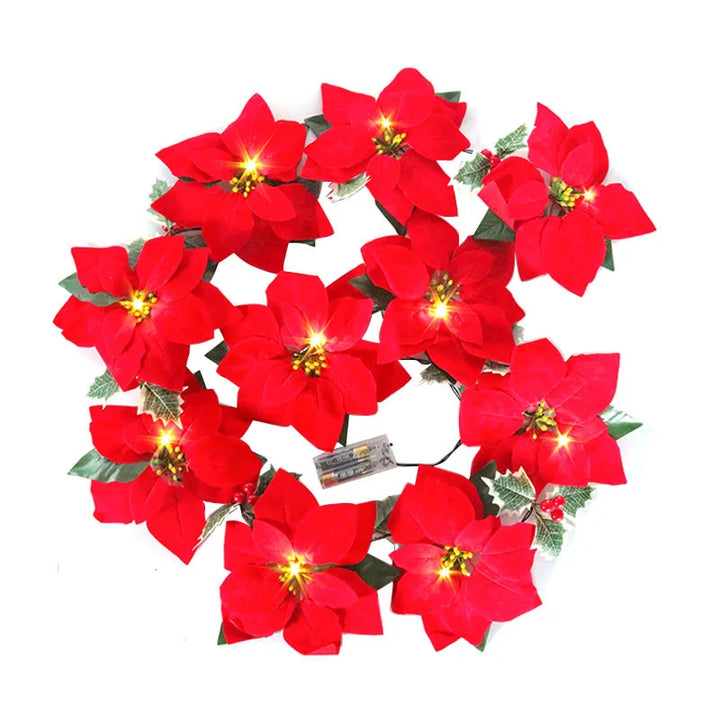 PoinsettiaGlow | Poinsettia Flower Garland Lights