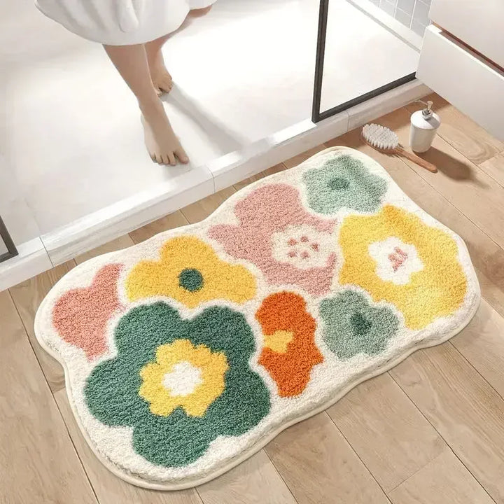 FloralBliss - Soft Floral Floor Mat