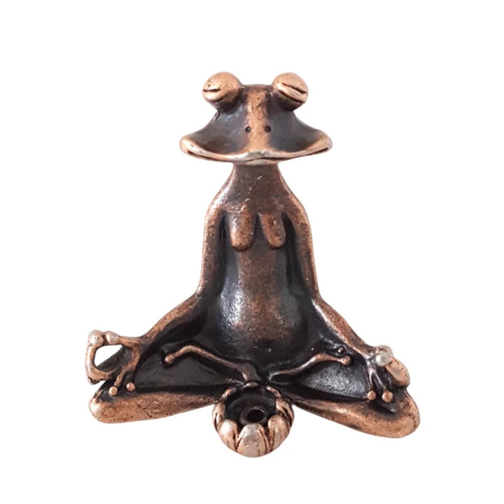 ZenFrog - Calming Frog Statue with Incense Function - Antique Copper Meditation Decoration