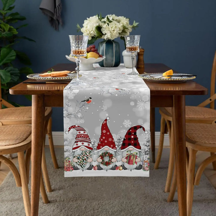 WinterGnome | Luxury Christmas Table Runner with Snowflake Design