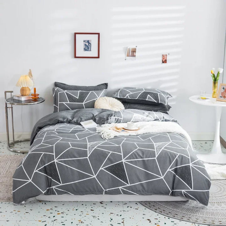GeoGray | Modern Geometric Duvet Cover