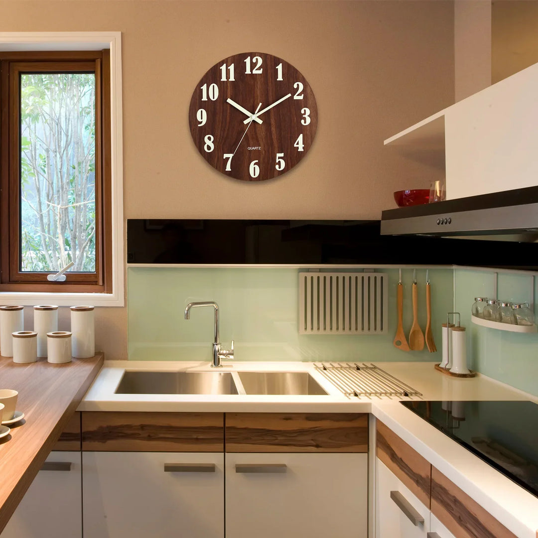 DreamTime | Elegant Wooden Wall Clock with Night Light