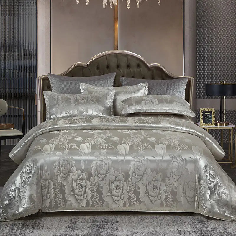 Luxe Jacquard Bedding Set - Refined Jacquard for Luxurious Comfort - Stylish Rayon Satin with Timeless Elegance