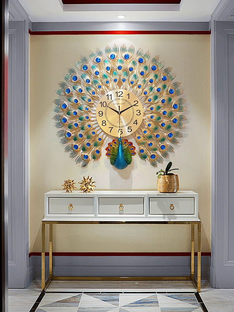 RoyalFeather | Large Peacock Metal Wall Clock
