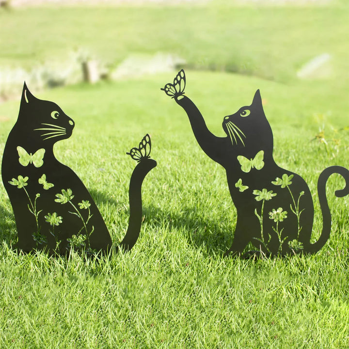 WhiskerWonders | Black Cat Silhouette Garden Stakes for Outdoor Charm