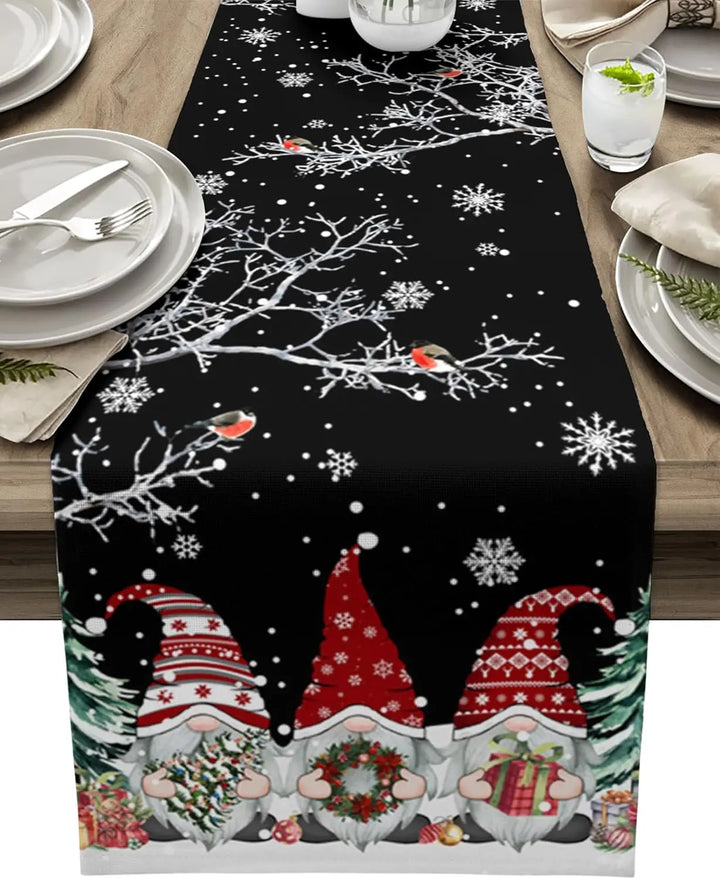 WinterGnome | Luxury Christmas Table Runner with Snowflake Design