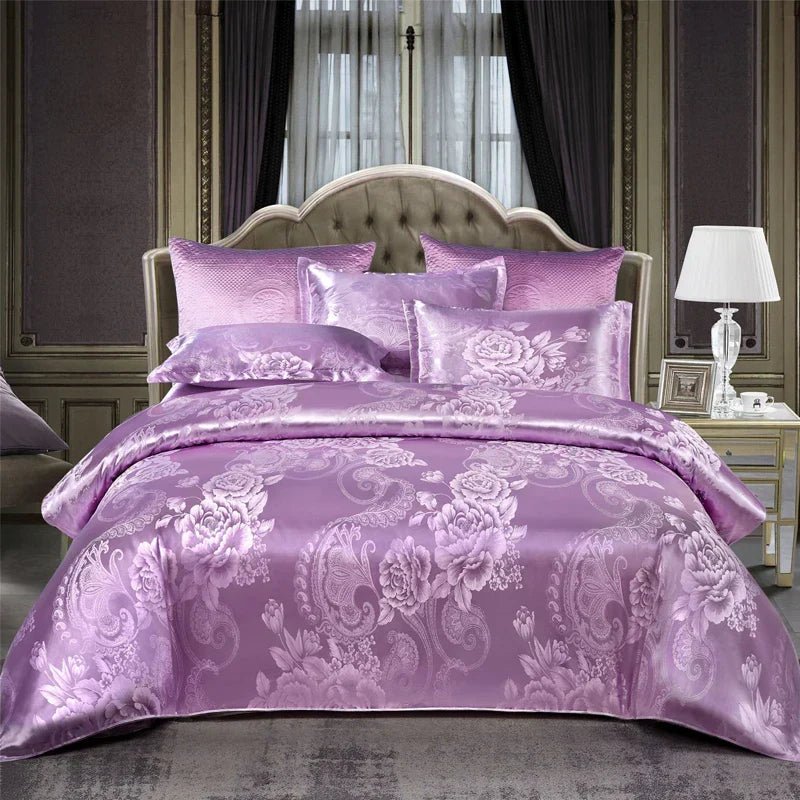 Luxe Jacquard Bedding Set - Refined Jacquard for Luxurious Comfort - Stylish Rayon Satin with Timeless Elegance