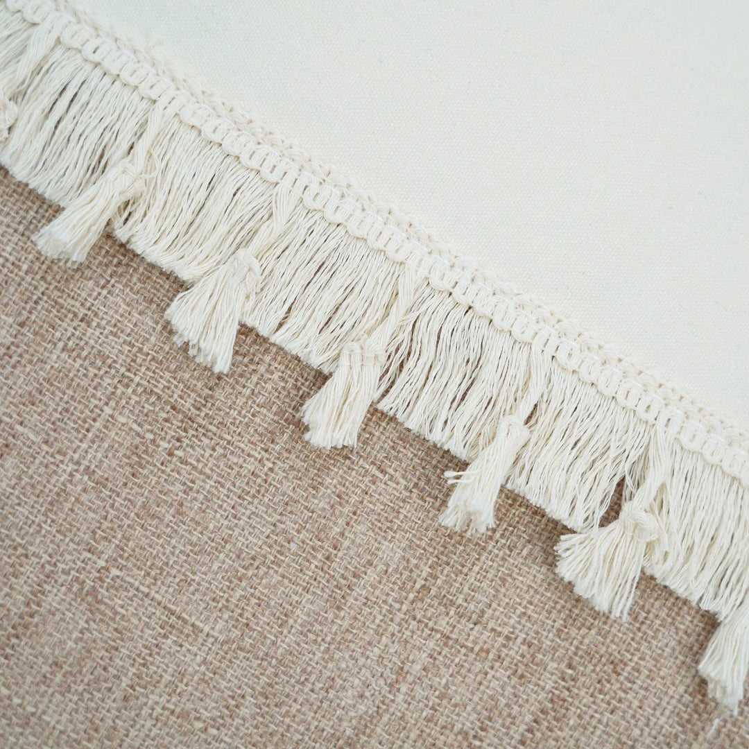 BohoBlend | Elegant Beige Cushion with Geometric Design