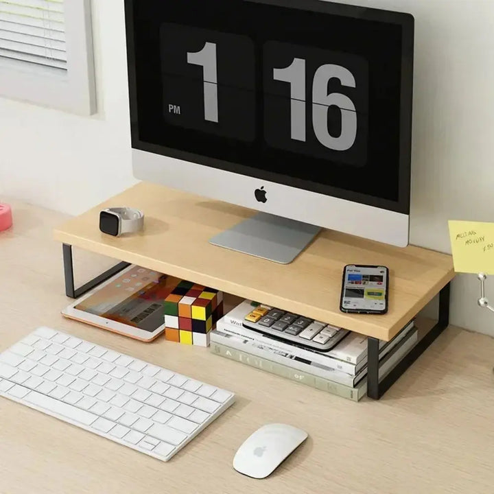 CLEVLO | Wooden Monitor Stand Organizer