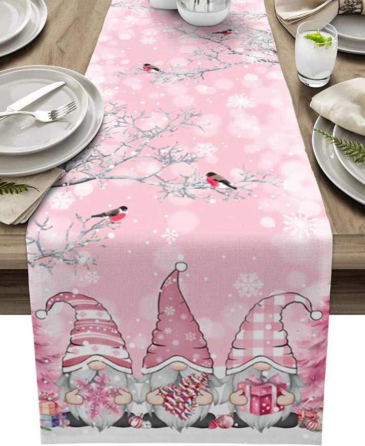 WinterGnome | Luxury Christmas Table Runner with Snowflake Design