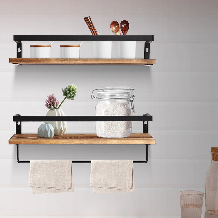 WoodenTwo | Wall Shelf with Towel Holder