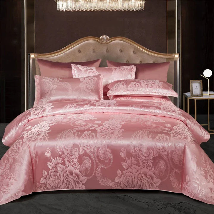 Luxe Jacquard Bedding Set - Refined Jacquard for Luxurious Comfort - Stylish Rayon Satin with Timeless Elegance