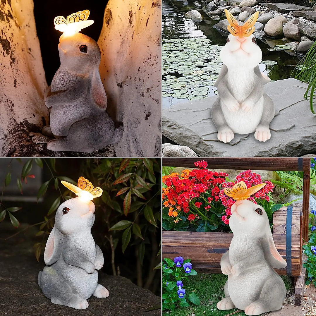 BunnyGlow - Solar Garden Lamp with Cute Bunny - Solar Light with Enchanting Butterfly