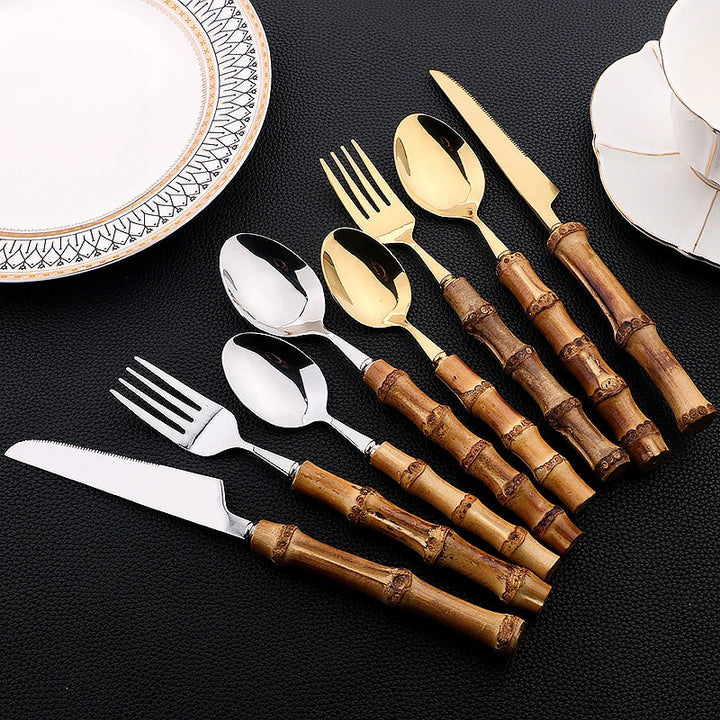 BambooGrace | Bamboo Handle Stainless Steel Cutlery Set