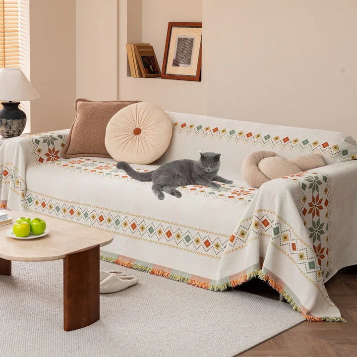 BohoDekor | Chenille Sofa Slipcovers with Tassels