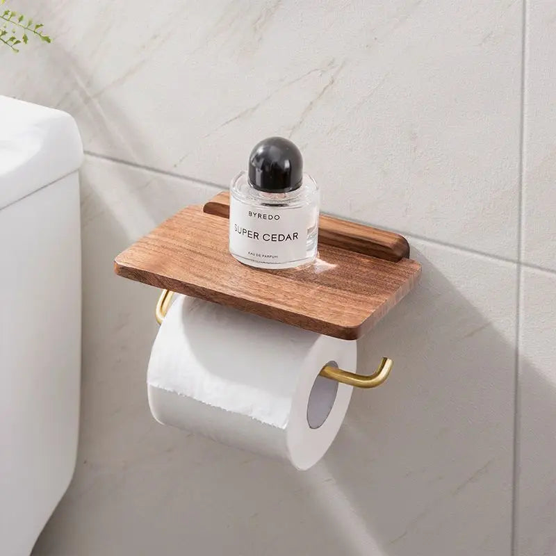 DecoRoll | Stylish Roll Holder with Wooden Shelf