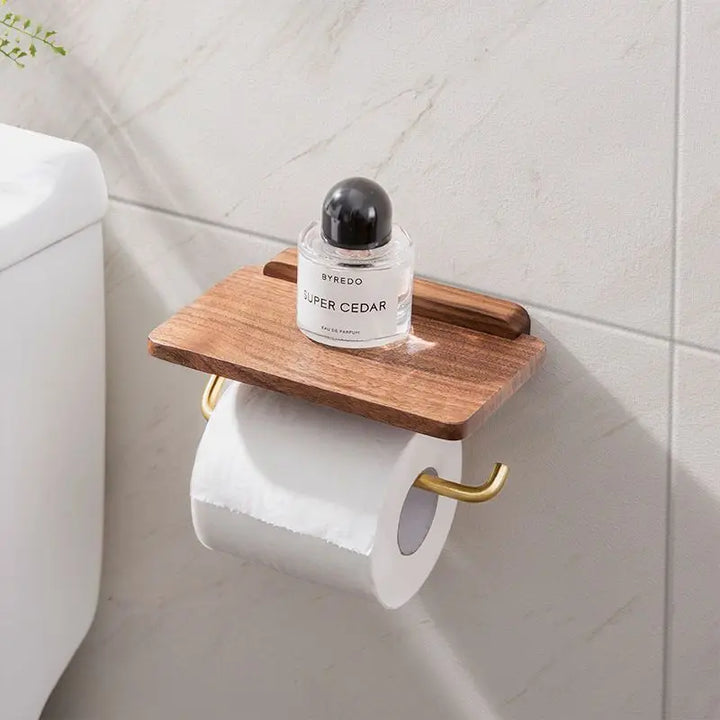 DecoRoll | Stylish Roll Holder with Wooden Shelf
