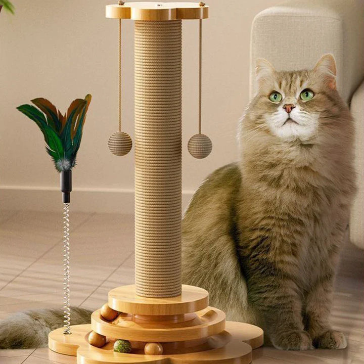 PurrTurn | Elegant Wooden Toy with Scratching Post