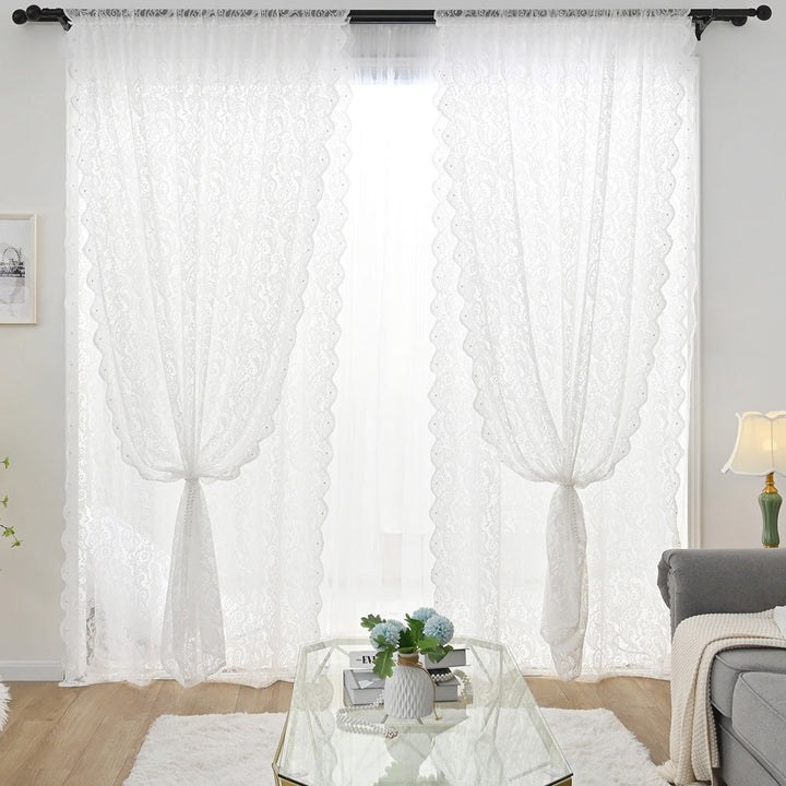 PerleVista | Elegant White Lace Curtain