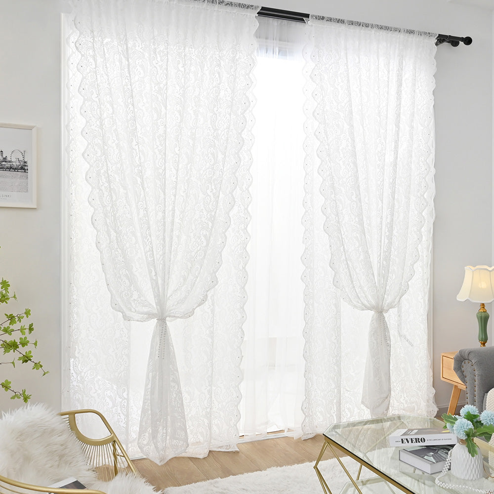 PerleVista | Elegant White Lace Curtain