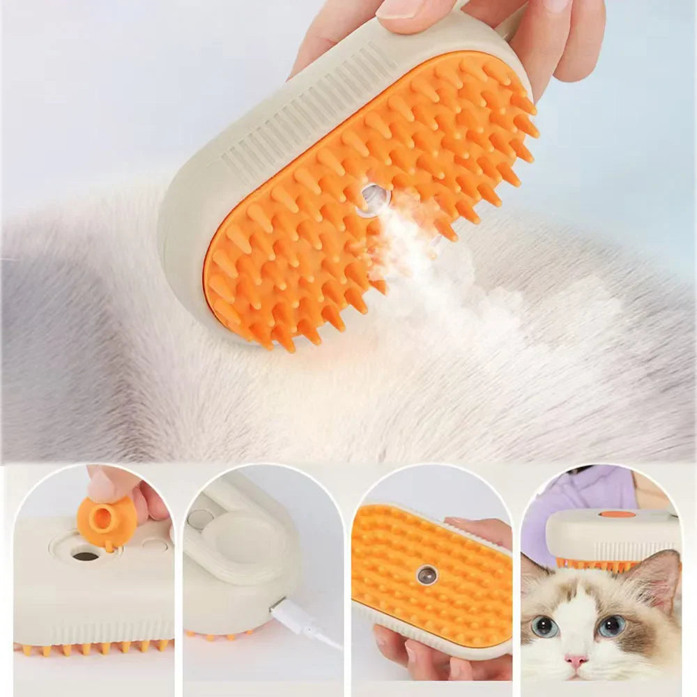 GroomGlow | Electric Steam Brush for Pampering Pets