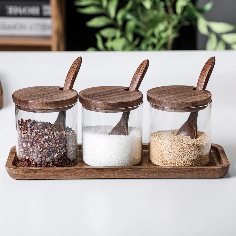 PureOrganix Glass Jar Set - Elegant Storage with a Natural Touch - Perfect for Stylish and Practical Organization