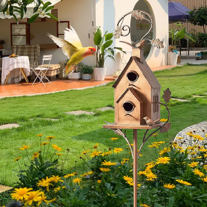 FeatherHaven | Luxe Birdhouse with Pole for Elegant Garden Decoration