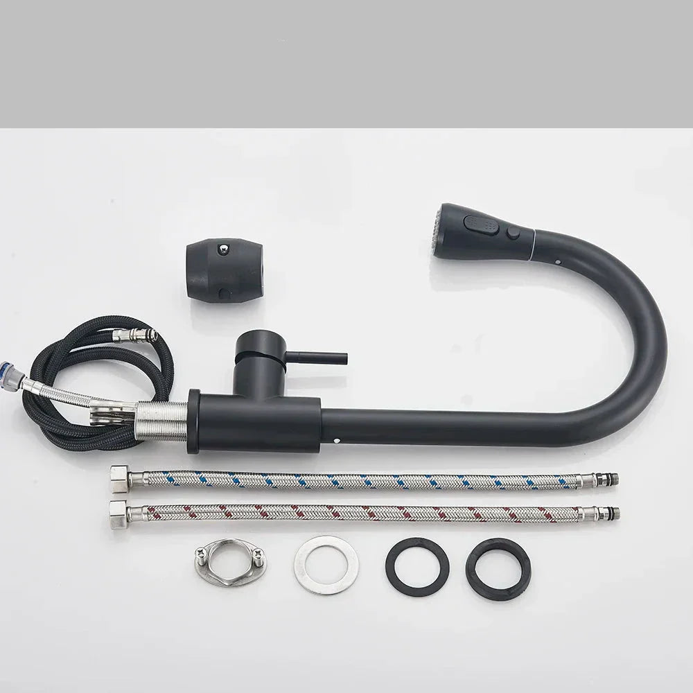 BlackStreamFlow | Sleek Pull-Out Kitchen Faucet