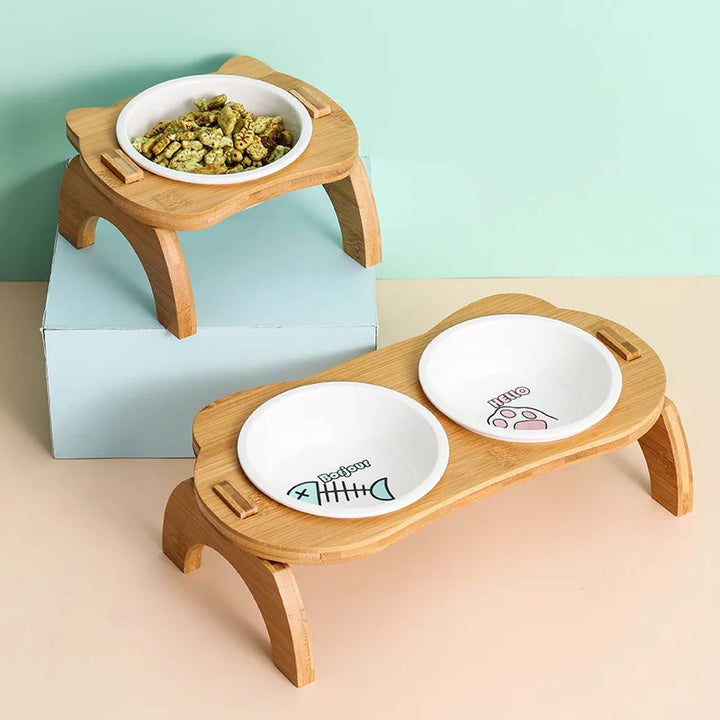 PetFeast | Elevated Bamboo Bowls for Cats & Puppies