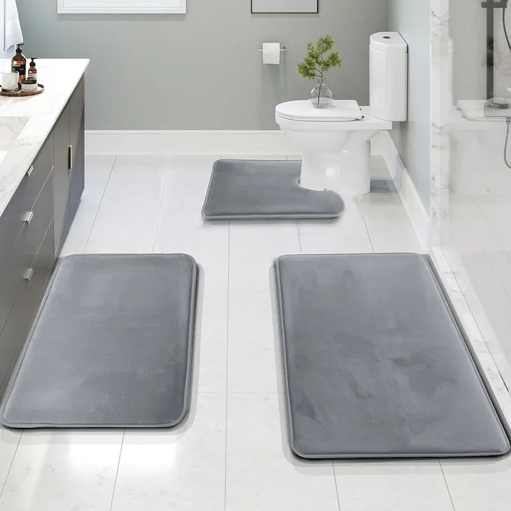 AquaShieldStep | Washable Bathroom Sponge Mat Set