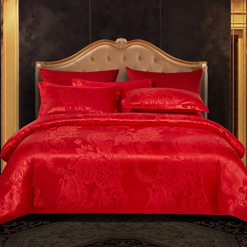 Luxe Jacquard Bedding Set - Refined Jacquard for Luxurious Comfort - Stylish Rayon Satin with Timeless Elegance
