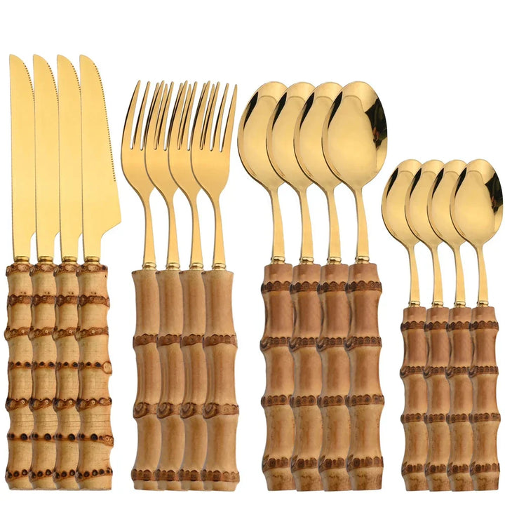 EcoServe | Bamboo Handle Cutlery Set of 16 Pieces