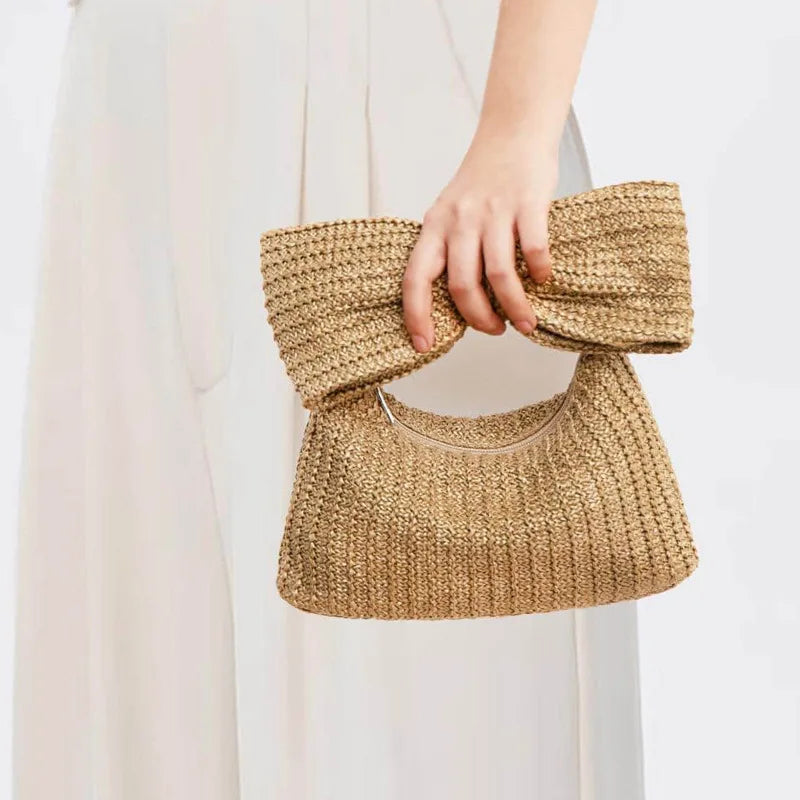TropicalGrace – Woven Straw Party Bag for Summer Evenings