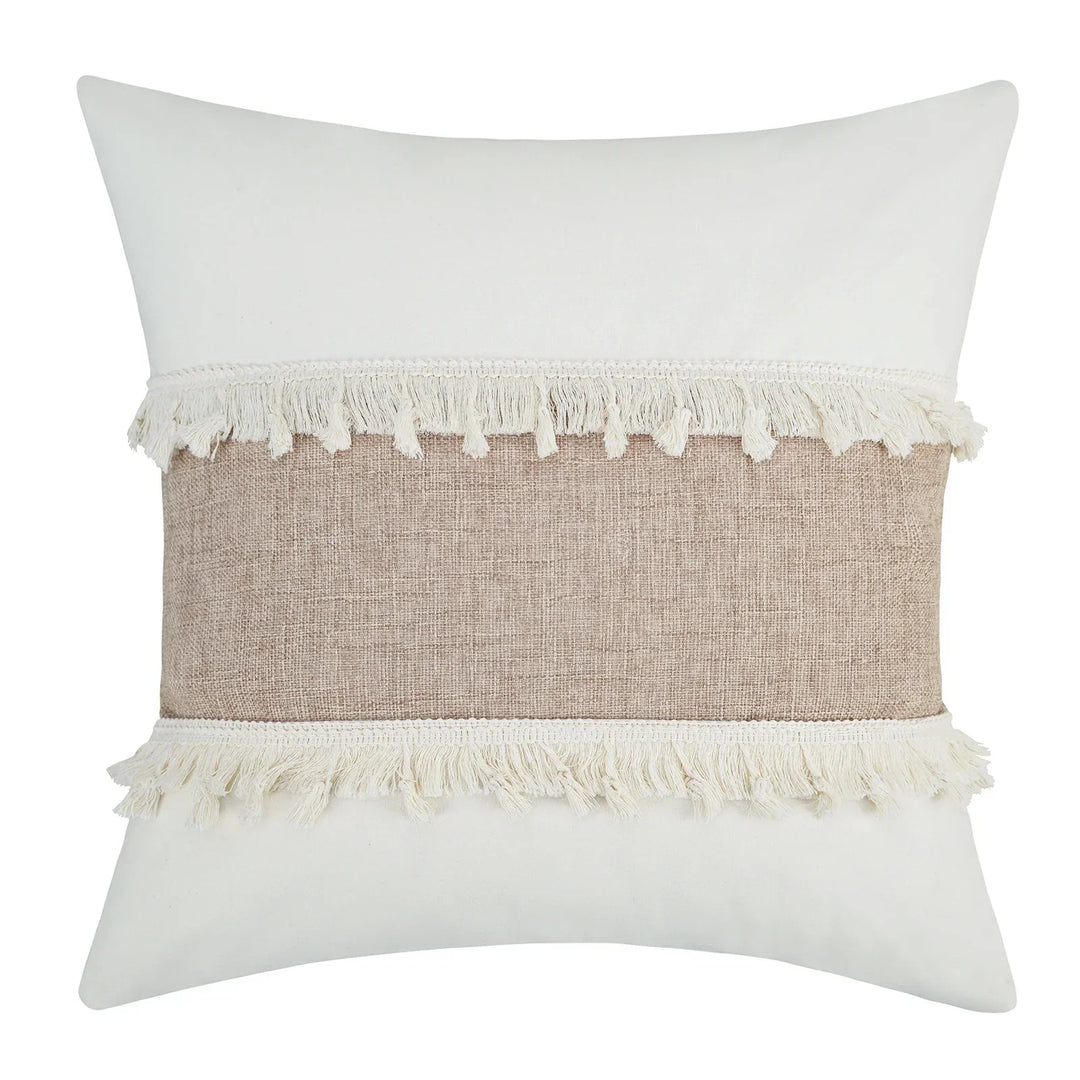 BohoBlend | Elegant Beige Cushion with Geometric Design