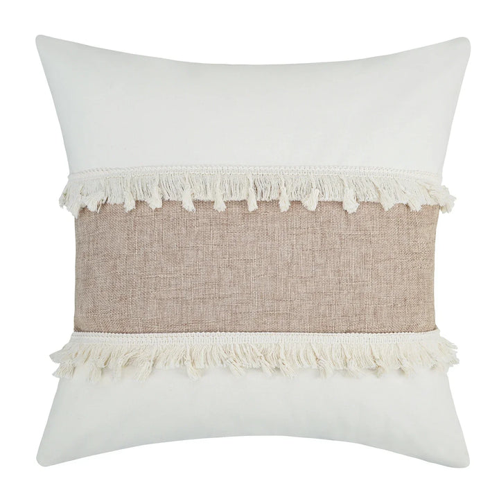 BohoBlend | Elegant Beige Cushion with Geometric Design