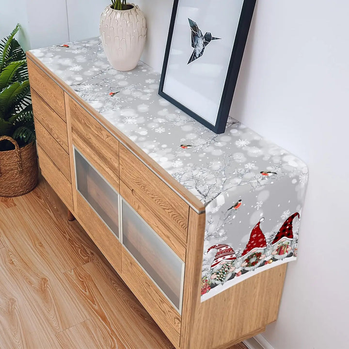WinterGnome | Luxury Christmas Table Runner with Snowflake Design