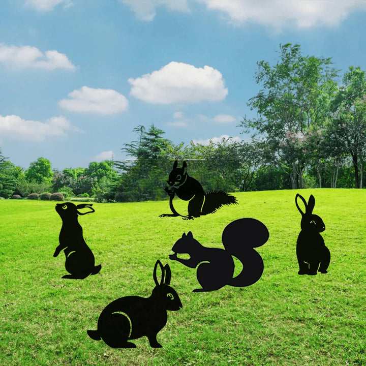 CharmingCritters | Sustainable Wrought Iron Rabbit & Squirrel Art for Outdoors