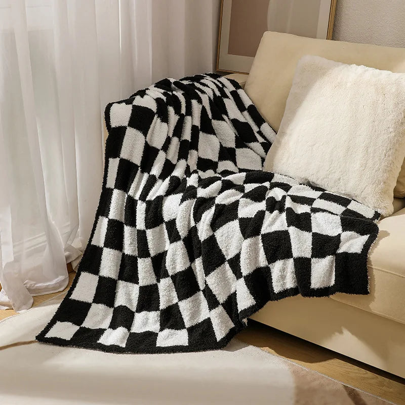 NordicPlaid | Velvet Checkered Sofa Blanket