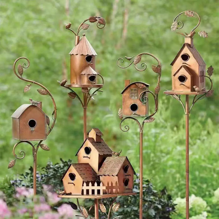 FeatherHaven | Luxe Birdhouse with Pole for Elegant Garden Decoration